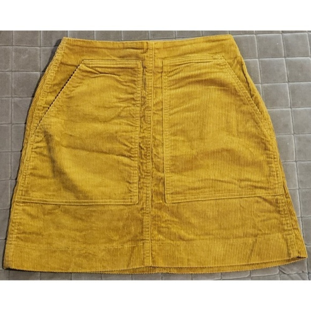 UNIQLO Mustard Yellow Corduroy Mini Skirt Size 2 High Waisted A-Line Pockets